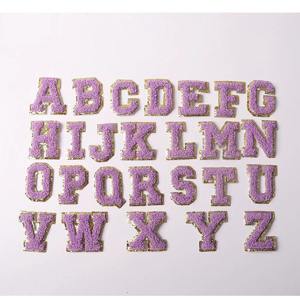 Candy Color English Alphabet Towel Embroidery Patch Sticker Embroidery Cloth Sticker 1Set=24Pieces