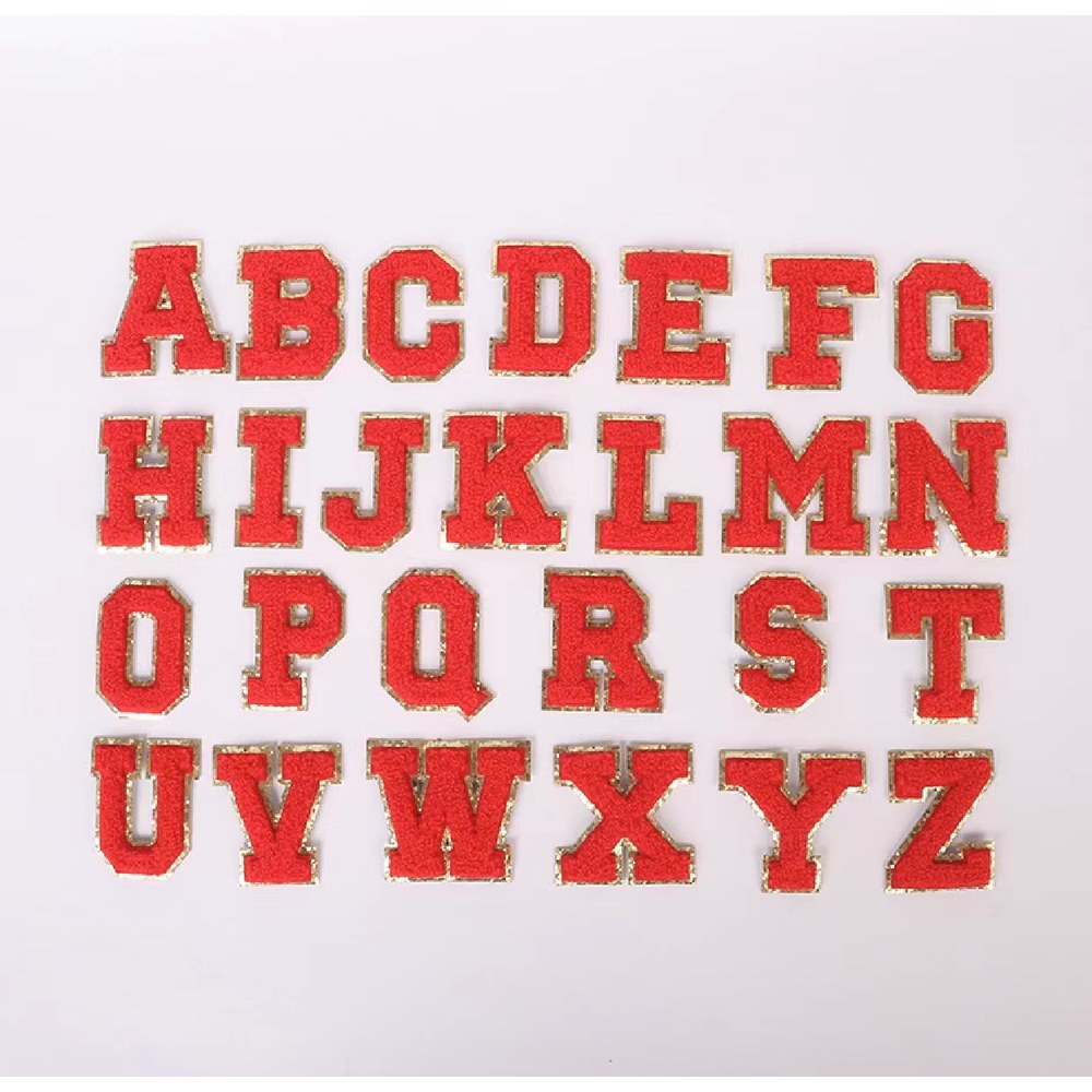 Candy Color English Alphabet Towel Embroidery Patch Sticker Embroidery Cloth Sticker 1Set=24Pieces