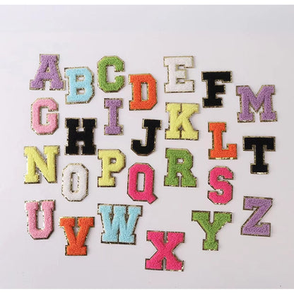 Candy Color English Alphabet Towel Embroidery Patch Sticker Embroidery Cloth Sticker 1Set=24Pieces