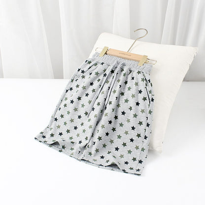 Baby Print Pattern Solid Color Cotton Shorts
