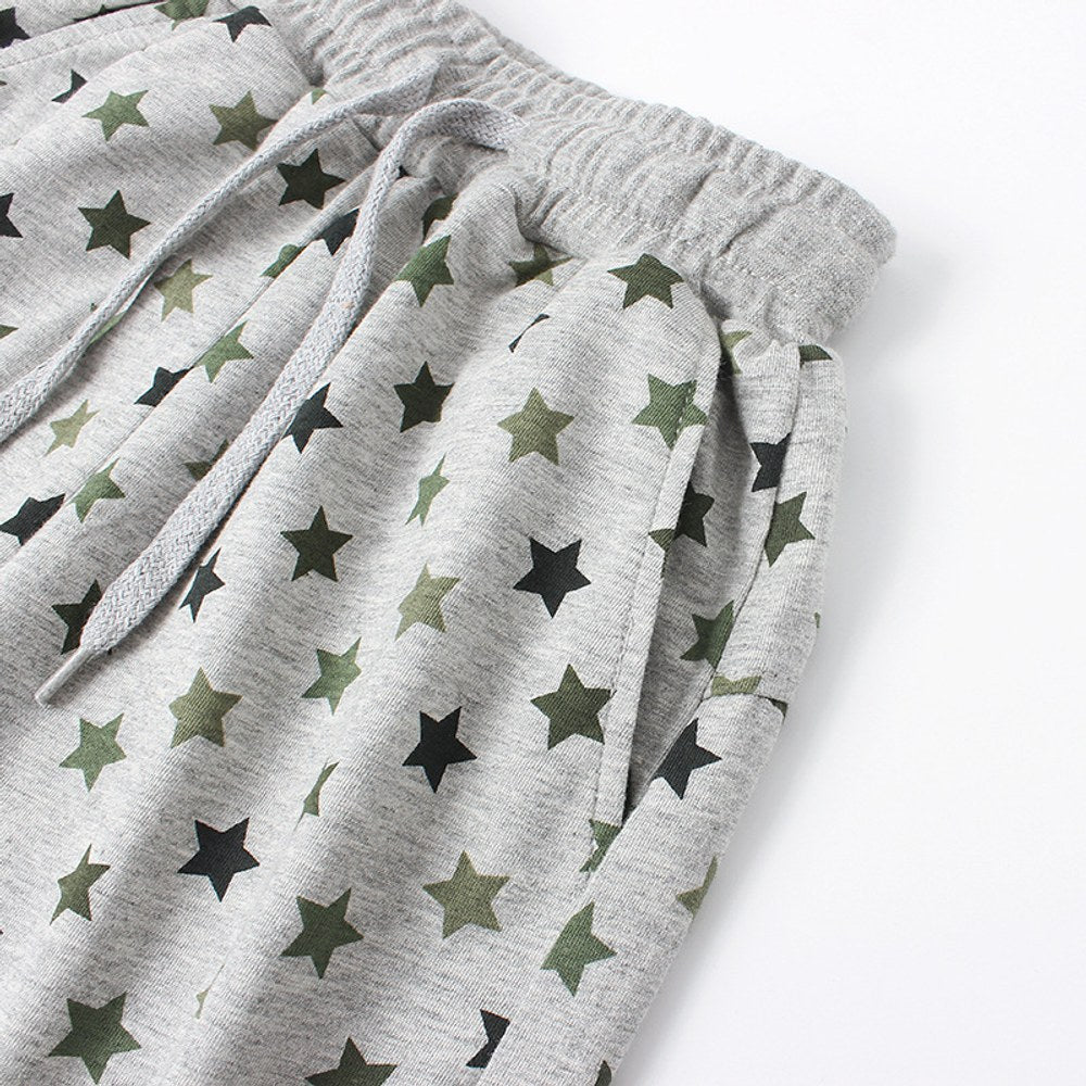 Baby Print Pattern Solid Color Cotton Shorts