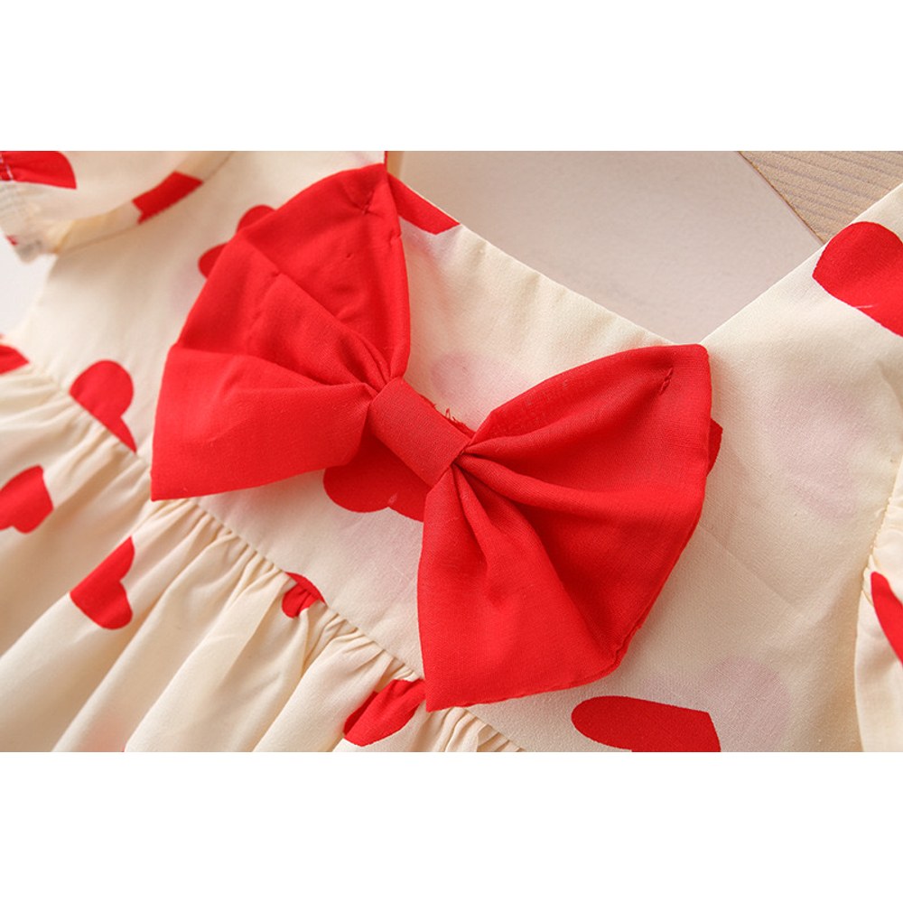 Baby Girl Polka Dot Graphic Bow Tie Princess Derss