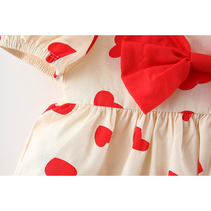 Baby Girl Polka Dot Graphic Bow Tie Princess Derss