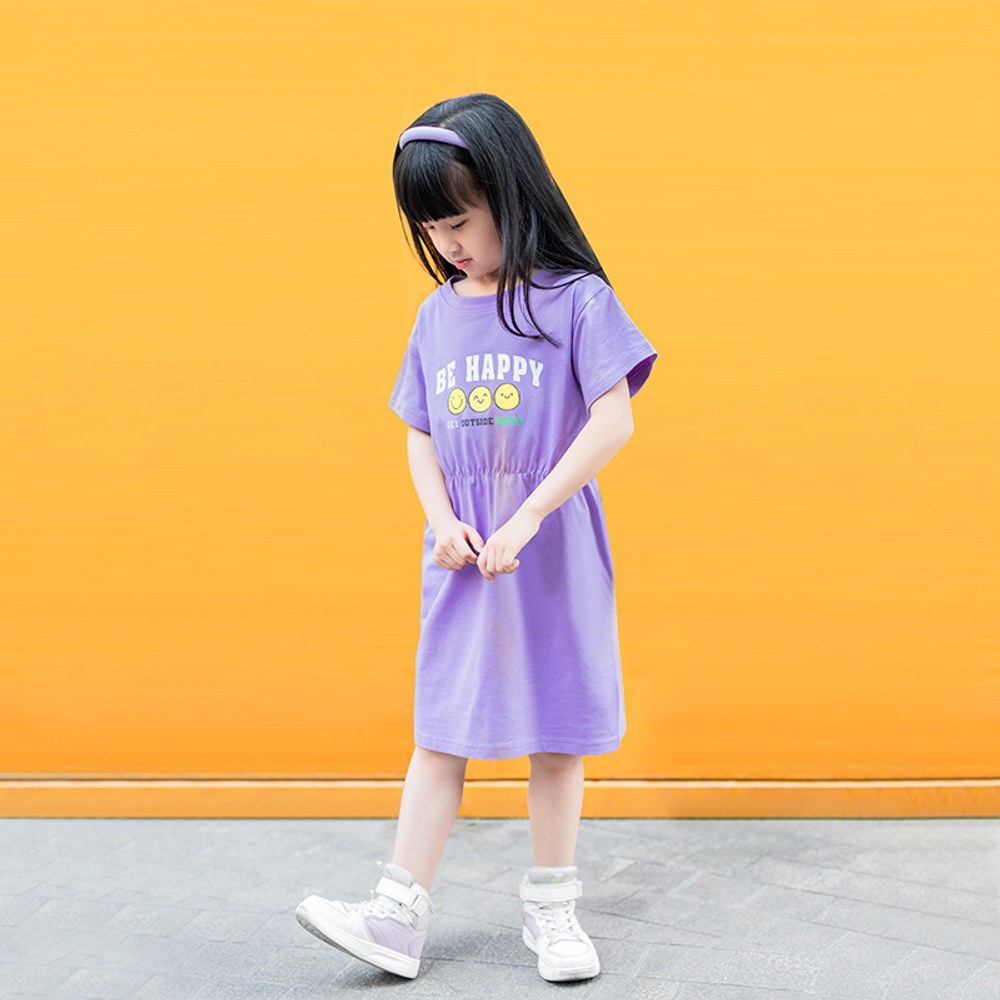 Baby Cartoon Print Pattern Simple Style Casual Dress