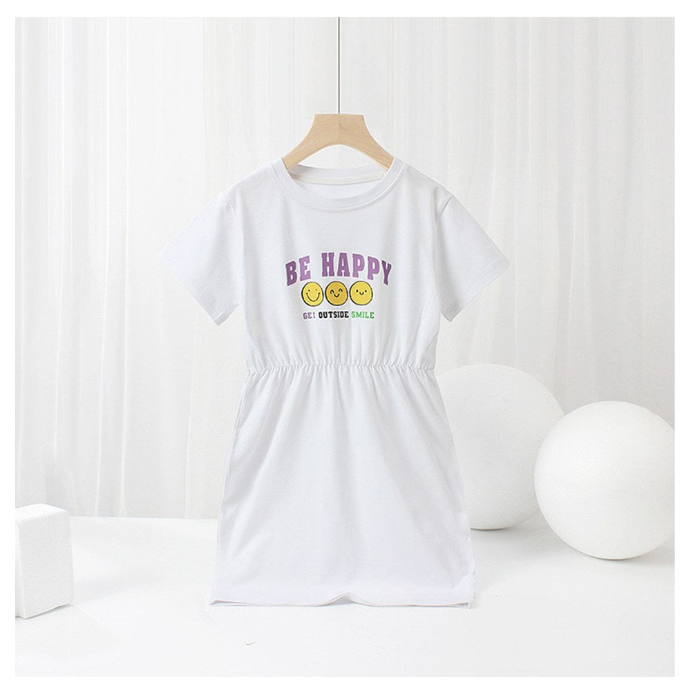 Baby Cartoon Print Pattern Simple Style Casual Dress