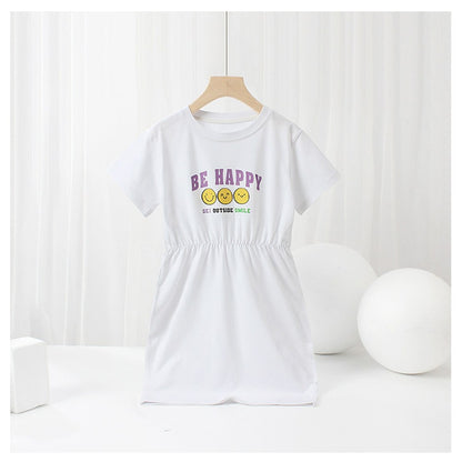 Baby Cartoon Print Pattern Simple Style Casual Dress