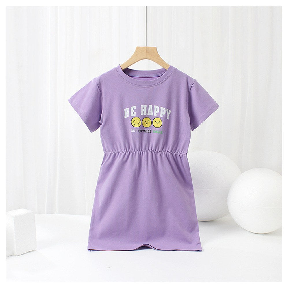 Baby Cartoon Print Pattern Simple Style Casual Dress