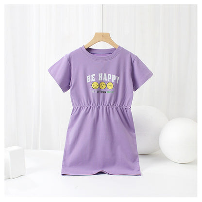 Baby Cartoon Print Pattern Simple Style Casual Dress