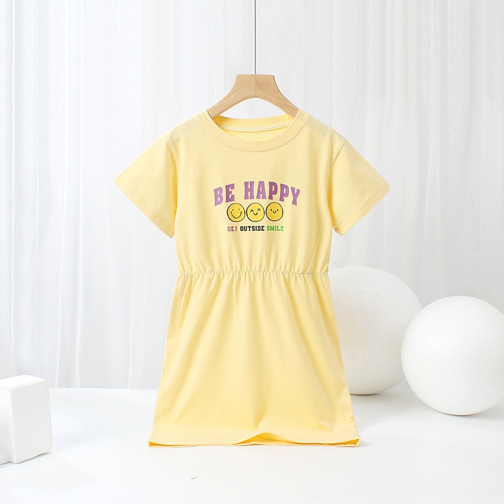 Baby Cartoon Print Pattern Simple Style Casual Dress