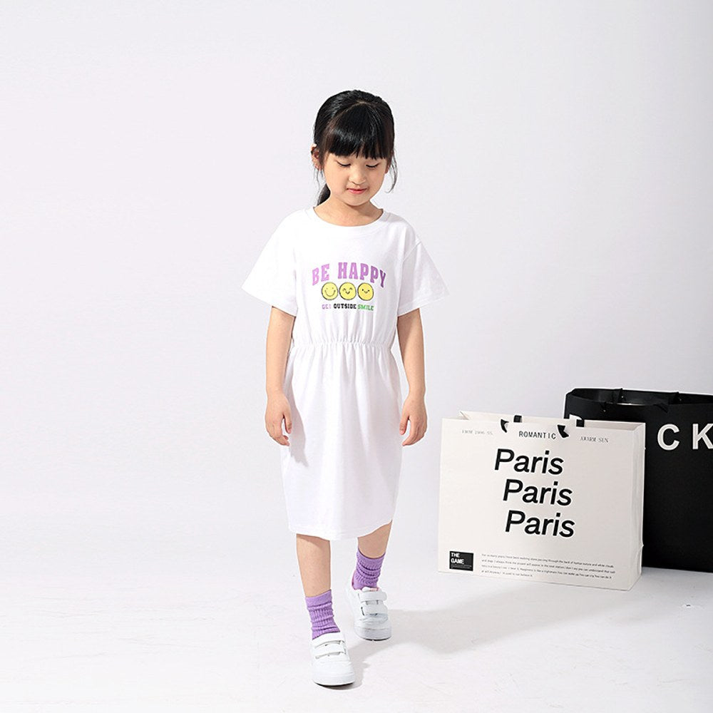 Baby Cartoon Print Pattern Simple Style Casual Dress