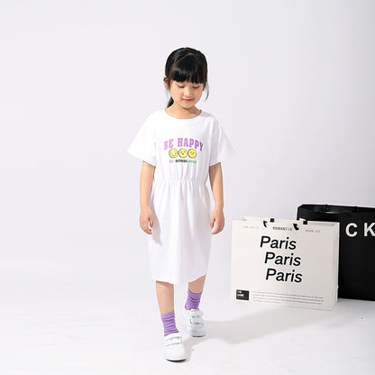 Baby Cartoon Print Pattern Simple Style Casual Dress