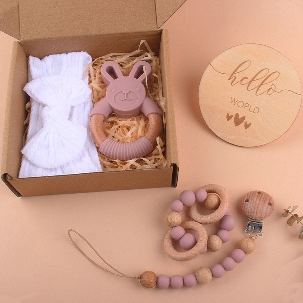 Children Baby Beechwood Silicone 5-Piece Sets