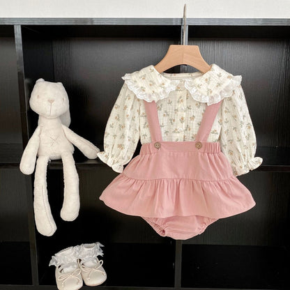 2023 Ditsy Flower Shirt Combo Strap Dress Sets