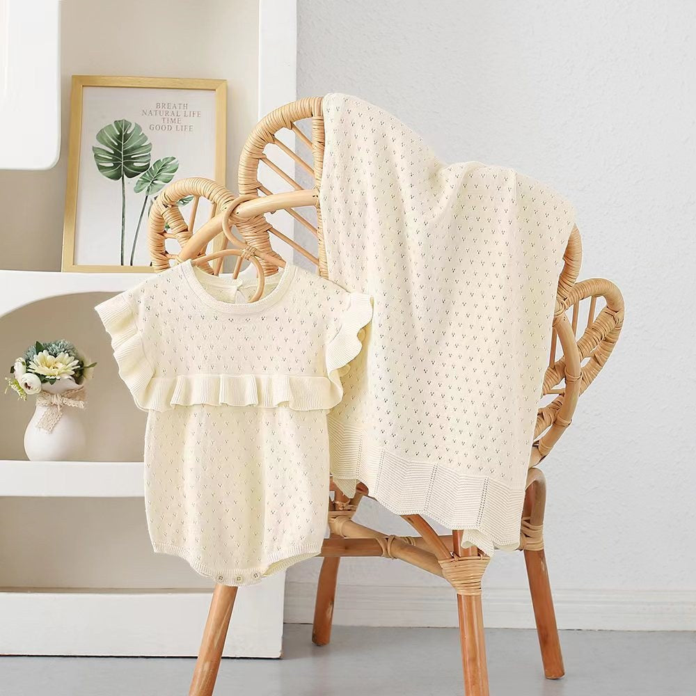 Newborn Baby Gift Sets Romper Combo Blankets in Pure Cotton
