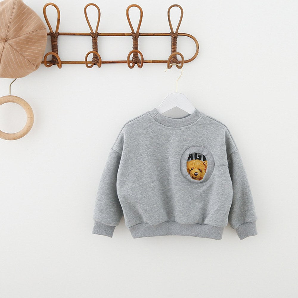 Unisex Crew Neck Teddy Bear Printing Long Sleeves Top Pullover