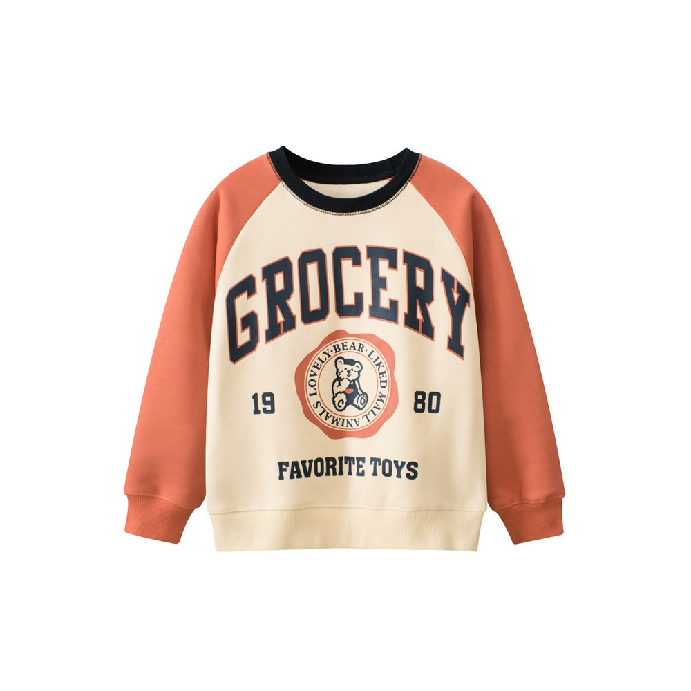 Kids Boys and Girls Cartoon Logo Printing Long Sleeve Pullover Sweatshirt