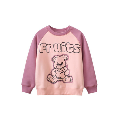 Kids Boys and Girls Cartoon Logo Printing Long Sleeve Pullover Sweatshirt