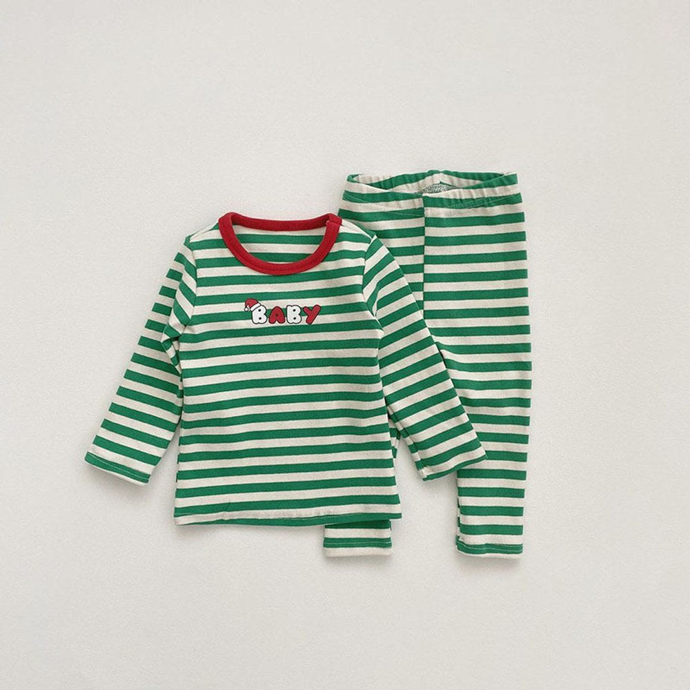 Baby Christmas Striped Top & amp;Pants with Hat and Bib 4-Piece Sets