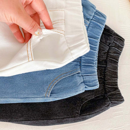 Unisex Baby Kids Solid Color Simple Denim Jeans For Sale