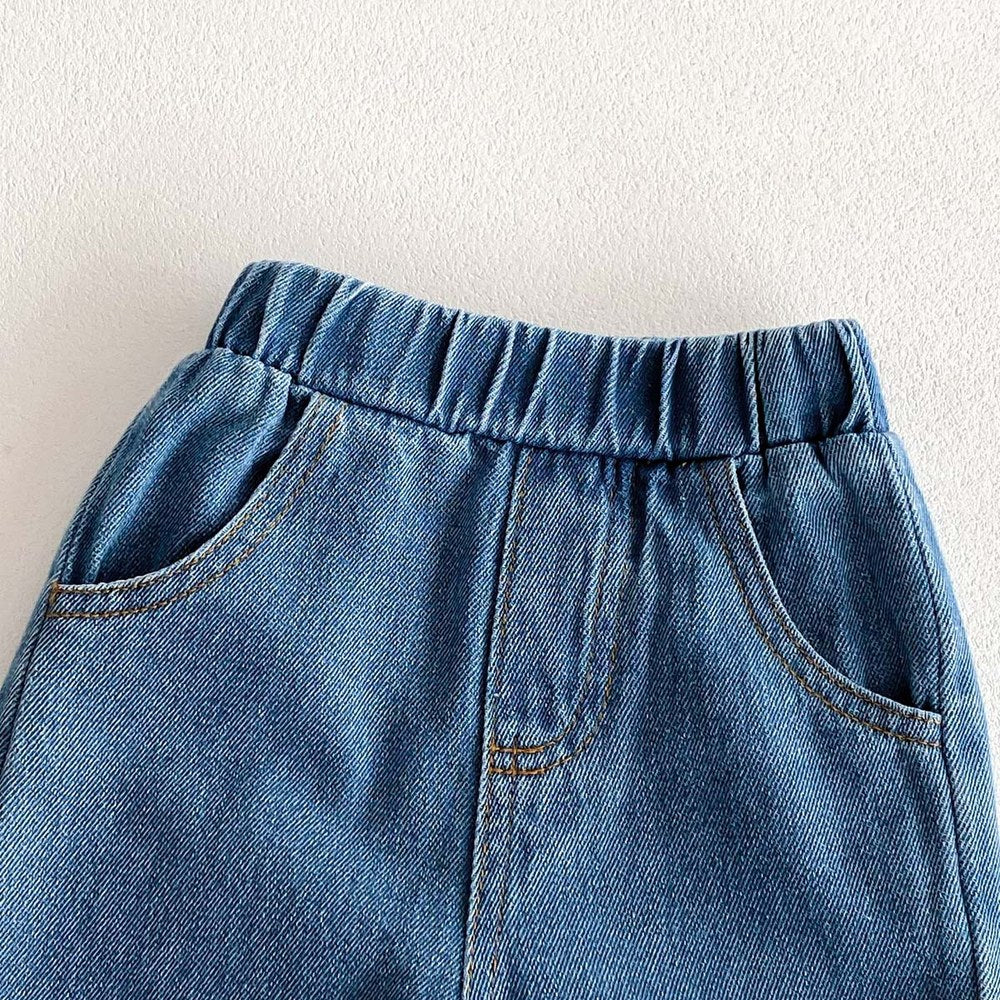 Unisex Baby Kids Solid Color Simple Denim Jeans For Sale