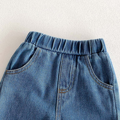 Unisex Baby Kids Solid Color Simple Denim Jeans For Sale