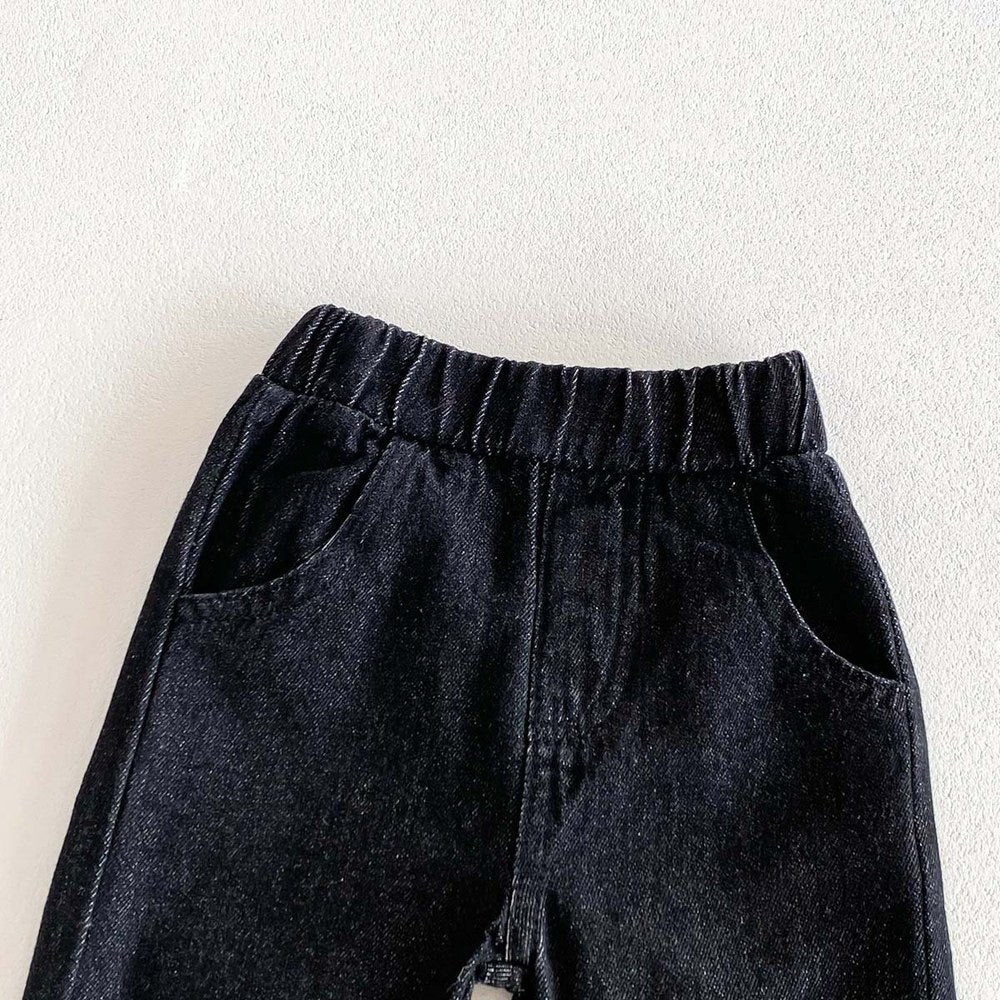 Unisex Baby Kids Solid Color Simple Denim Jeans For Sale