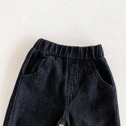 Unisex Baby Kids Solid Color Simple Denim Jeans For Sale