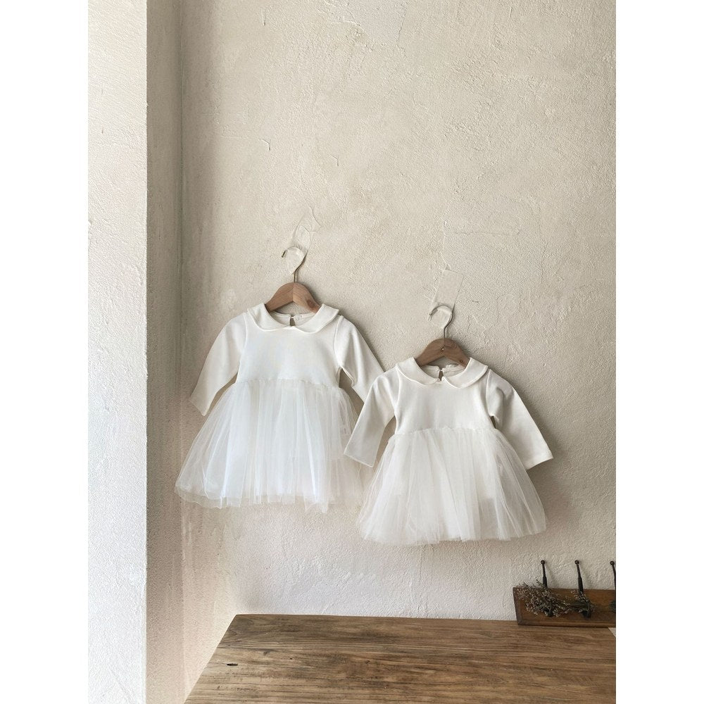Baby Girls White Chiffon Peter Pan Collar Princess Gauze Dress