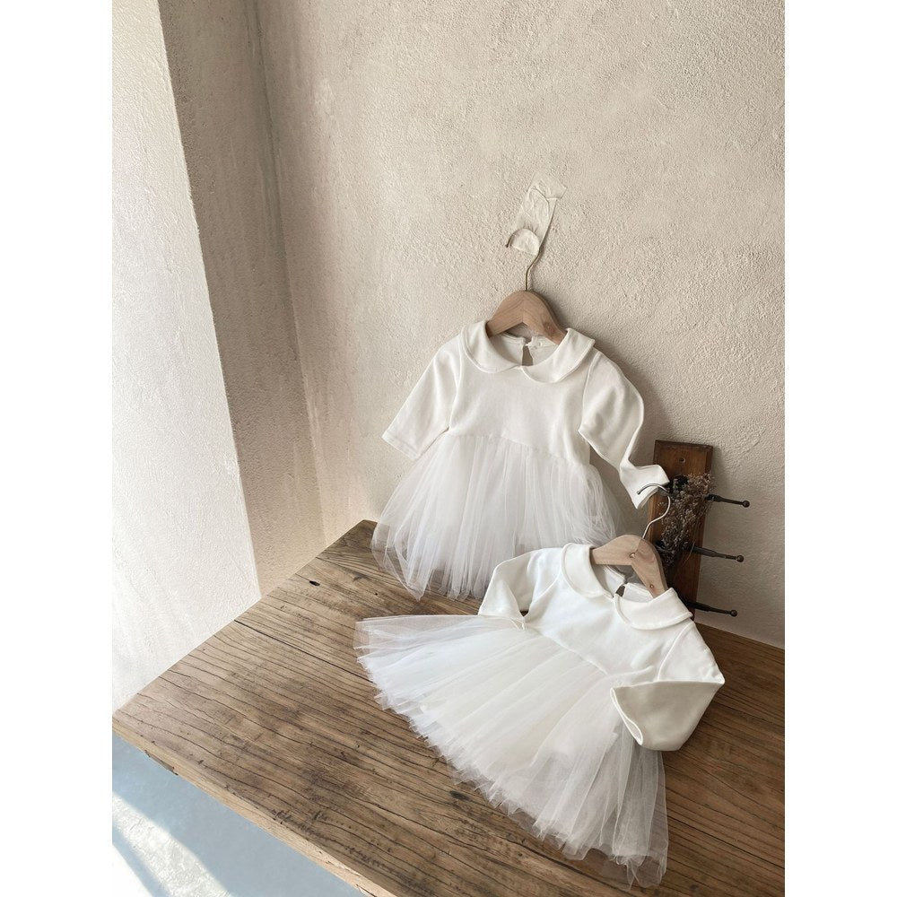 Baby Girls White Chiffon Peter Pan Collar Princess Gauze Dress