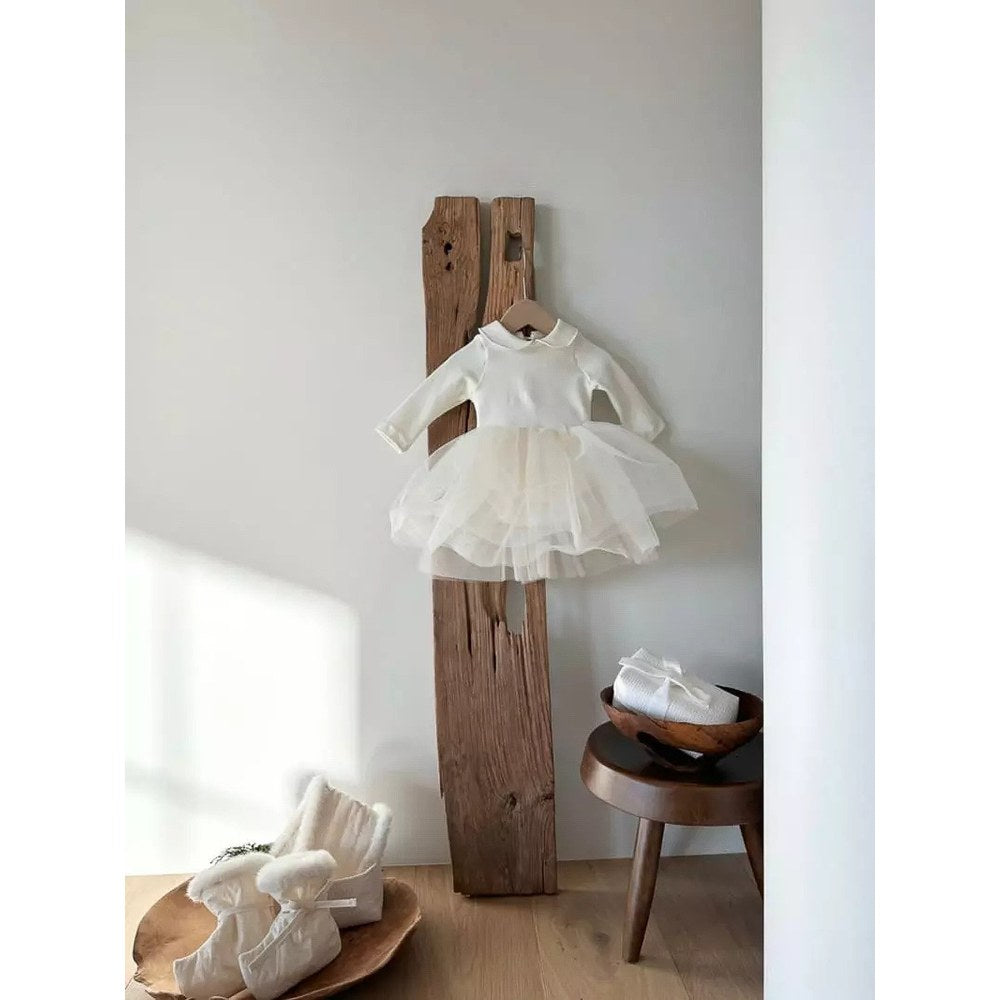 Baby Girls White Chiffon Peter Pan Collar Princess Gauze Dress
