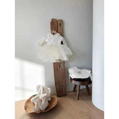 Baby Girls White Chiffon Peter Pan Collar Princess Gauze Dress