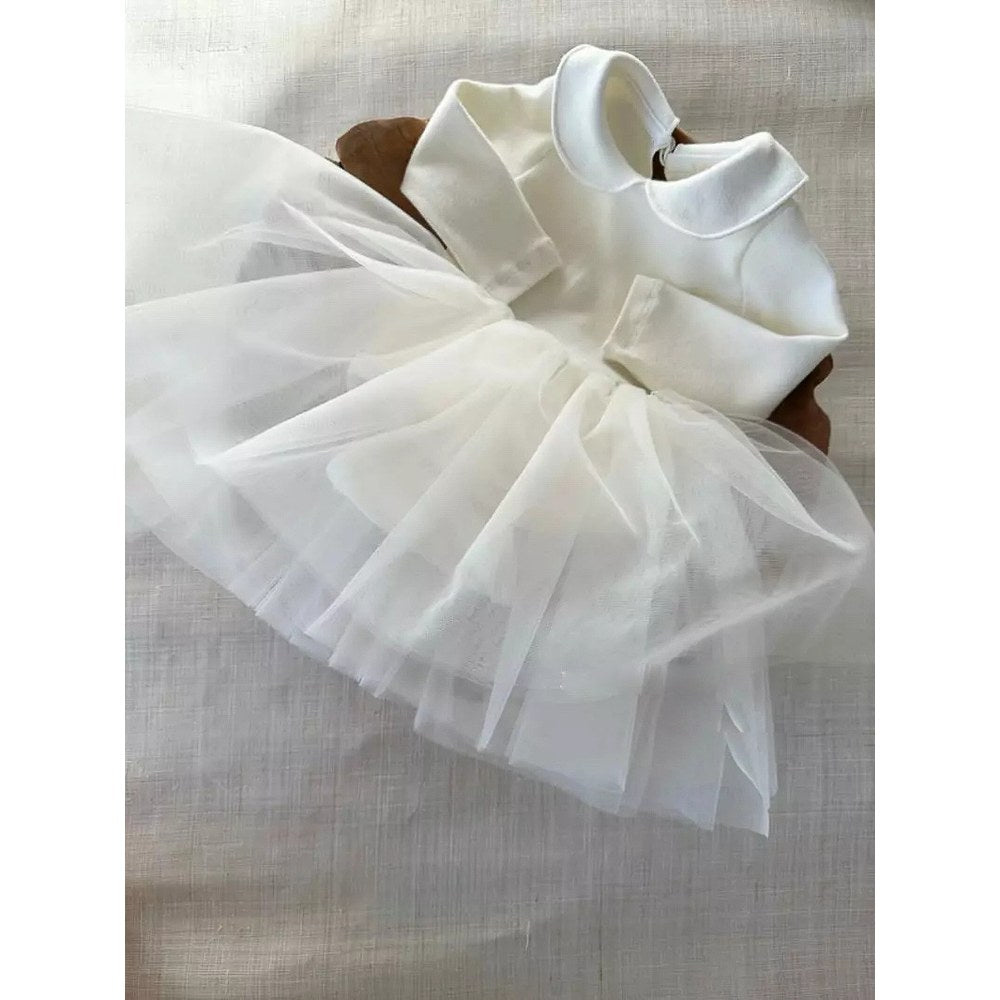 Baby Girls White Chiffon Peter Pan Collar Princess Gauze Dress