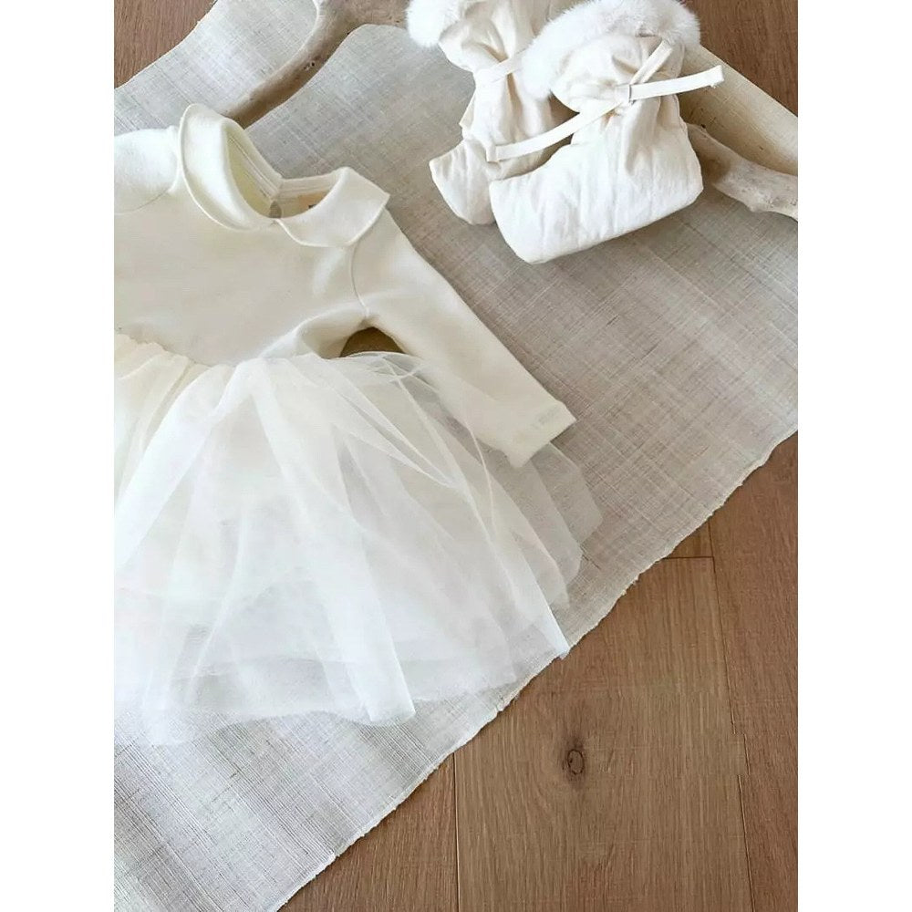 Baby Girls White Chiffon Peter Pan Collar Princess Gauze Dress