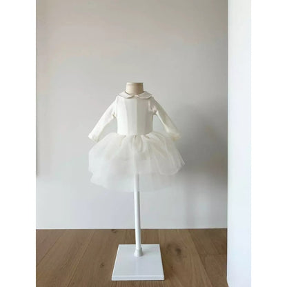 Baby Girls White Chiffon Peter Pan Collar Princess Gauze Dress