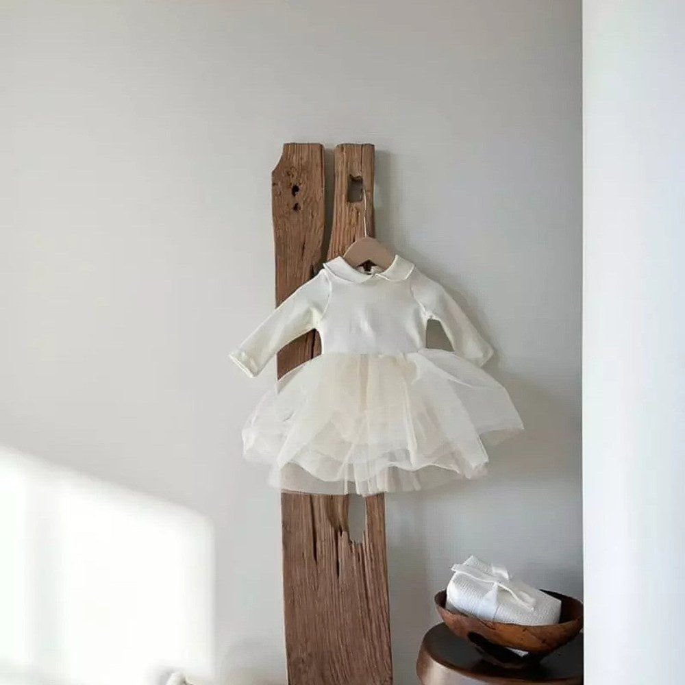 Baby Girls White Chiffon Peter Pan Collar Princess Gauze Dress
