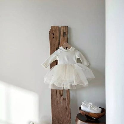 Baby Girls White Chiffon Peter Pan Collar Princess Gauze Dress