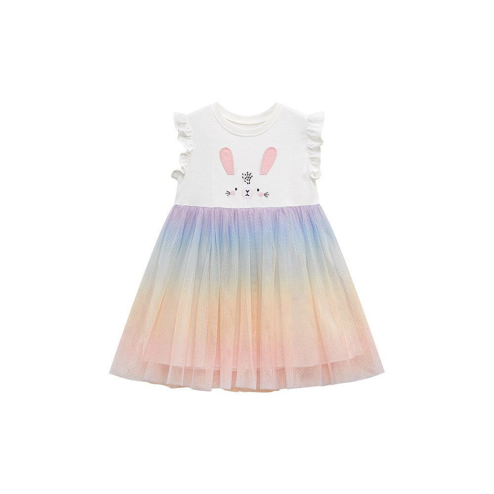2024 Ruffle Sleeveless Gradient Mesh Design Dress