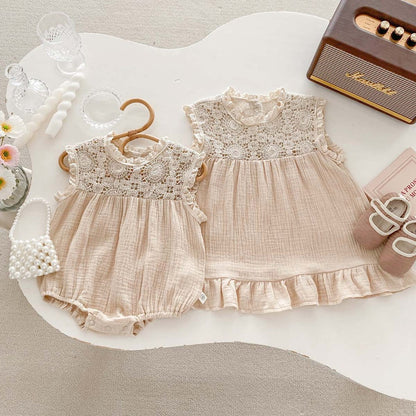 Baby Girls Lace Design Sleeveless Bodysuit/Dress