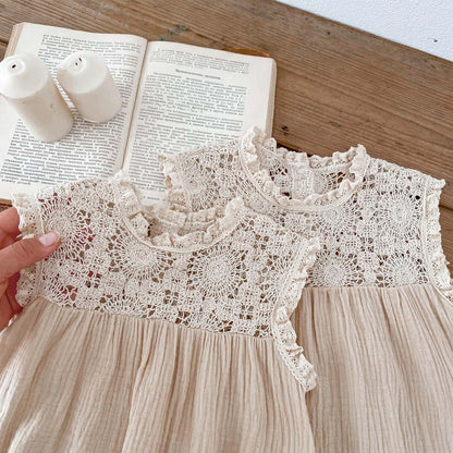 Baby Girls Lace Design Sleeveless Bodysuit/Dress