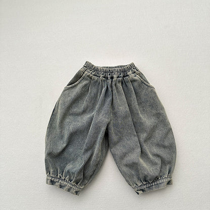 Unisex Versatile Wide-Leg Light Wash Vintage Denim Jeans