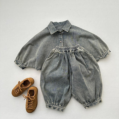 Unisex Versatile Wide-Leg Light Wash Vintage Denim Jeans