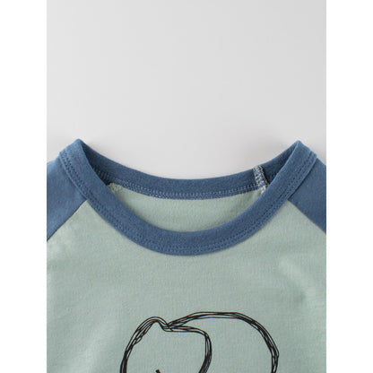 KIDS Unisex Elephant Pattern Color Patchwork T-shirt in European and American Style