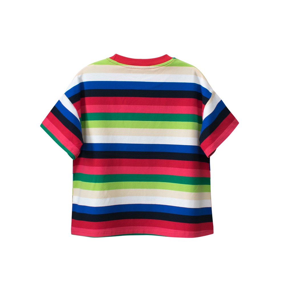 Children Boys and Girls' Colorful Striped Short Sleeves T-shirt in European and American Style