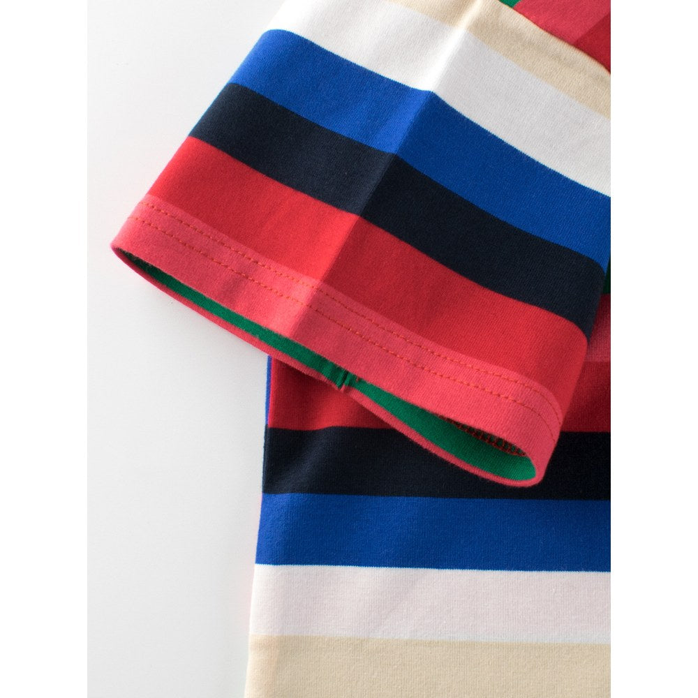 Children Boys and Girls' Colorful Striped Short Sleeves T-shirt in European and American Style