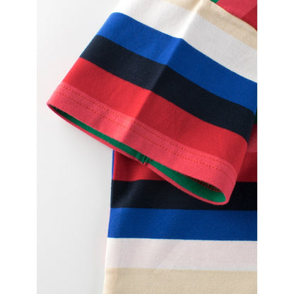 Children Boys and Girls' Colorful Striped Short Sleeves T-shirt in European and American Style