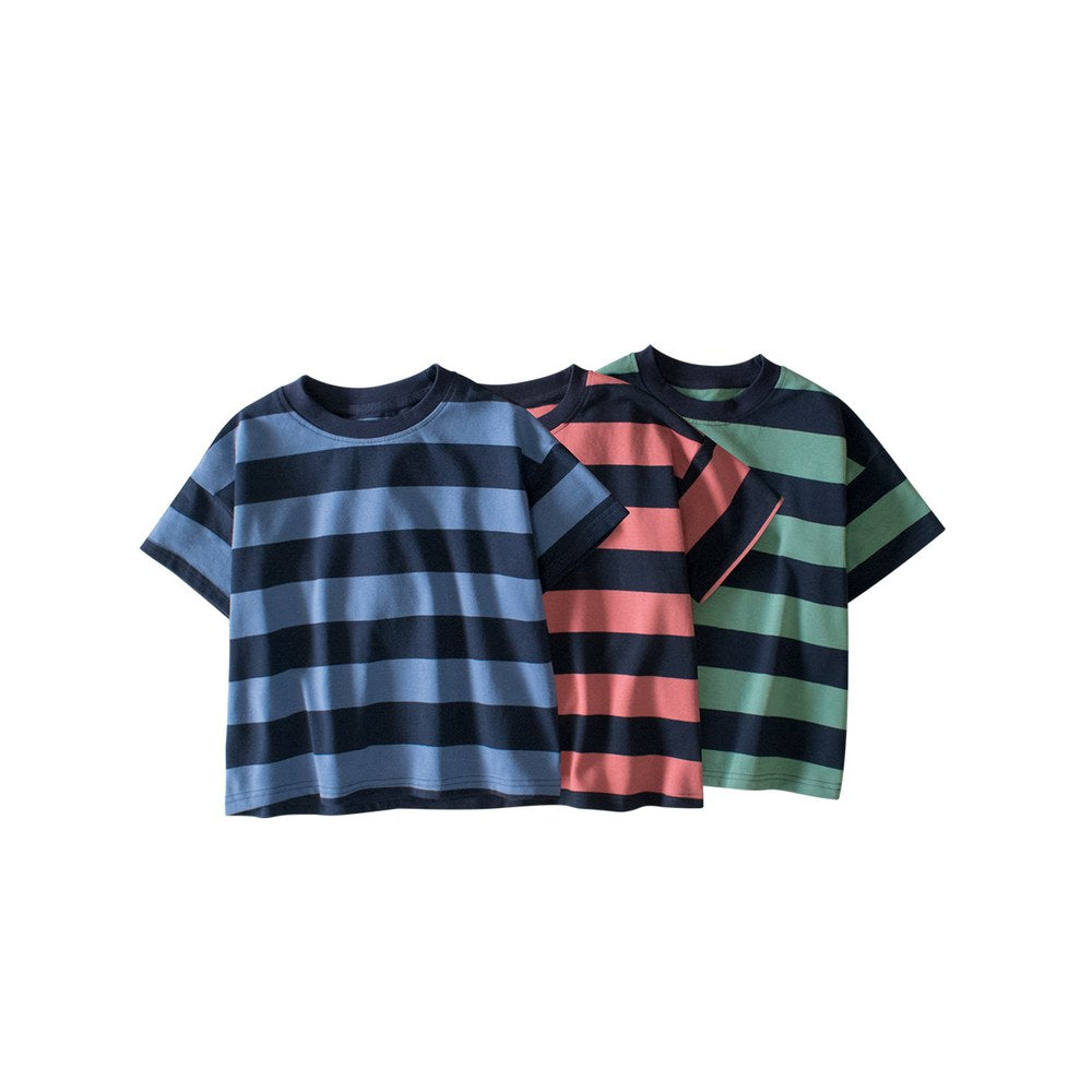 Children Boys' Casual Striped Short Sleeves T-shirt in European and American Style