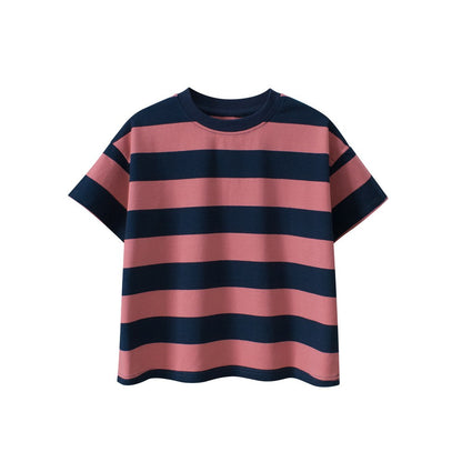 Children Boys' Casual Striped Short Sleeves T-shirt in European and American Style