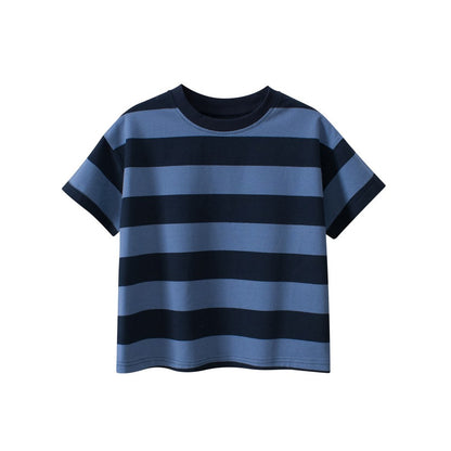 Children Boys' Casual Striped Short Sleeves T-shirt in European and American Style