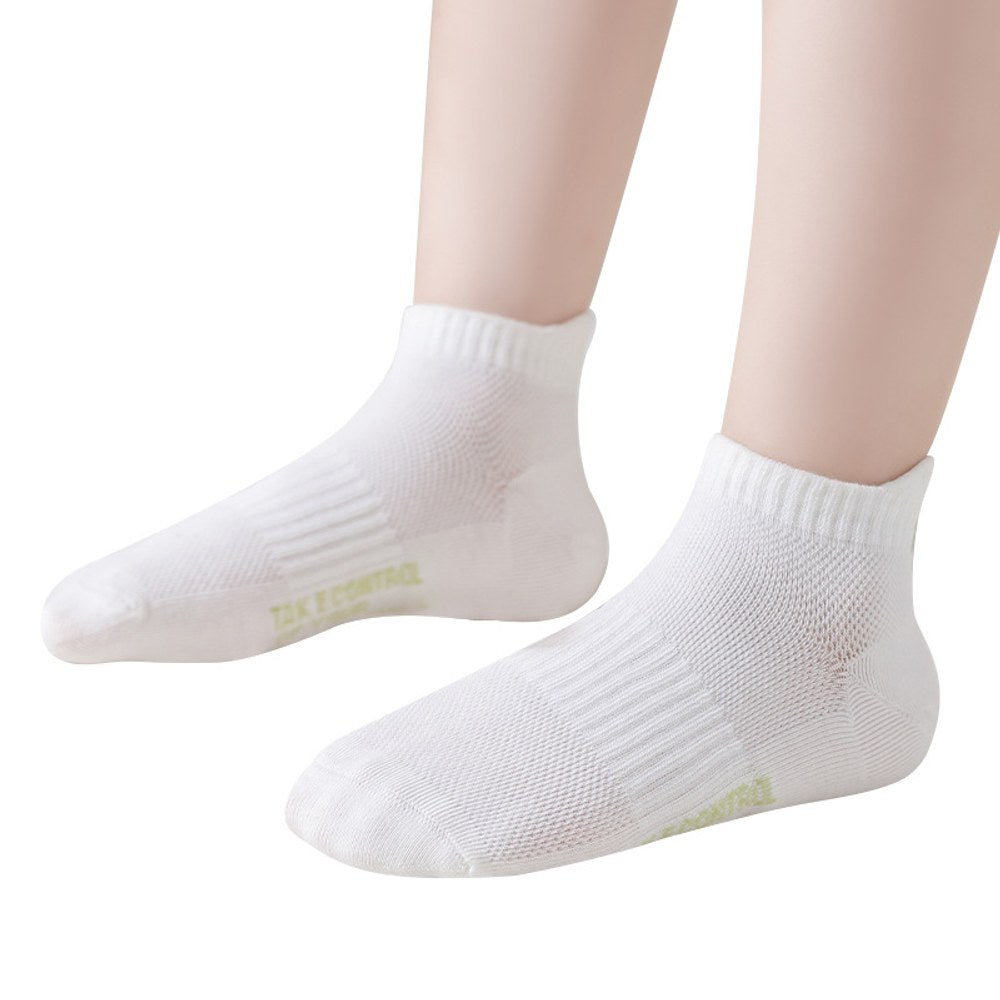 Children's Combed Cotton Mesh Ankle Socks, Sporty Sweat-wicking Boneless Socks for Students, 1 Lot=5-Pair Set