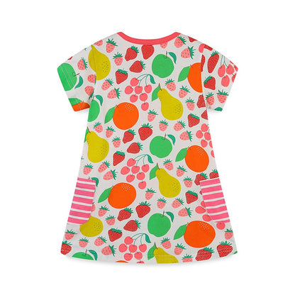 Girls' Fashion Fruits Pattern Print Short Sleeves Dress